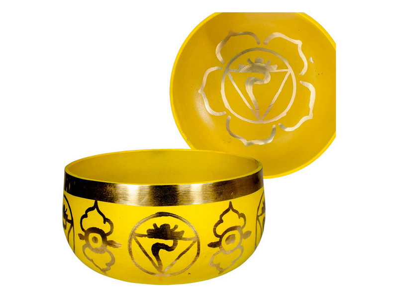Chakra Symbol Tibetan Singing Bowl (Yellow)